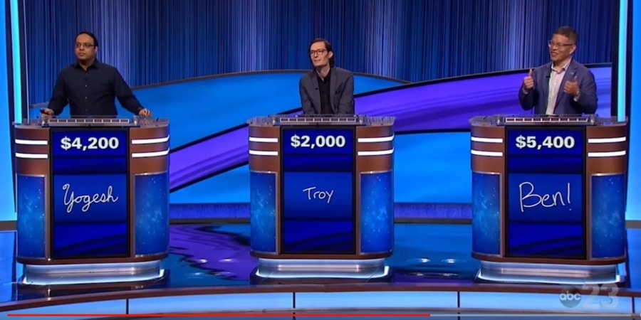 Yogesh Raut, Troy Meyer, and Ben Chan. - Jeopardy! Tournament of Champions