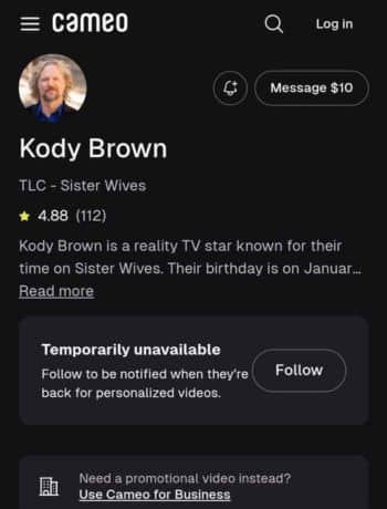 Kody Brown Shuts Down Cameo