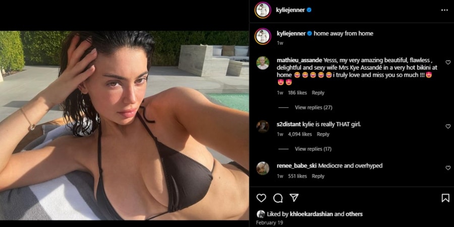 Kylie Jenner shows off an itty bitty black bikini. - Instagram