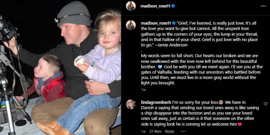 Maddie Brown gives sweet tribute to Garrison Brown. - Instagram