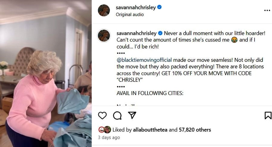 Nanny Faye Is Moving - Savannah Chrisley - Instagram