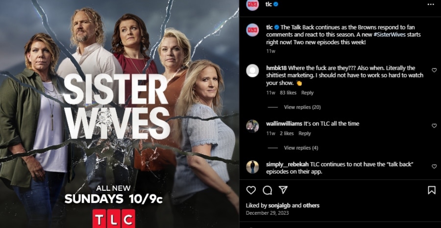 Sister Wives includes new episode tags similar to the Discovery+ promotions in their TLC advertising. - Instagram