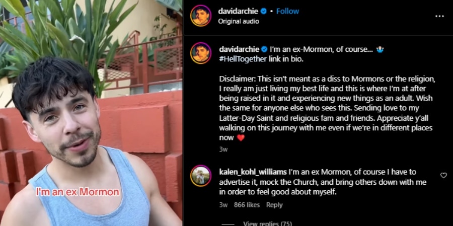 David Archuleta talks about life as an ex-Mormon. - Instagram