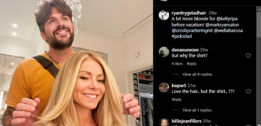 Kelly Ripa and hairstylist, Ryan Trygstad prepare for more dye. - Instagram