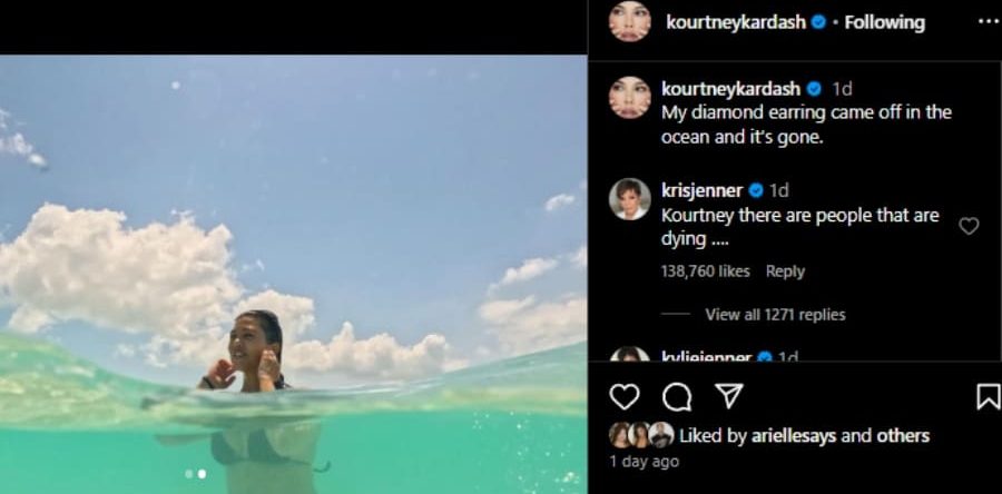 Kourtney Kardashian takes a dig at Kim and Kris Jenner shows her heart. - Instagram