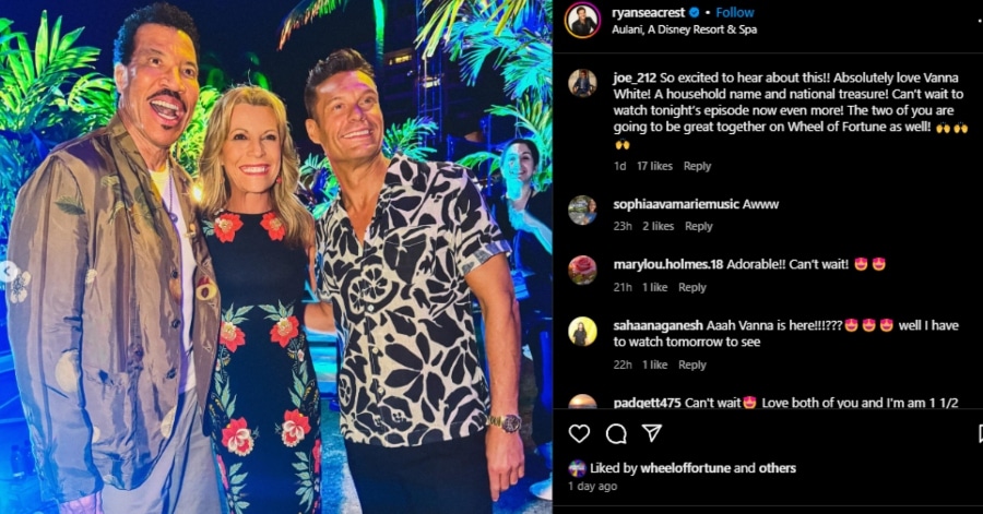 Lionel Richie, Vanna White, Ryan Seacrest - Instagram