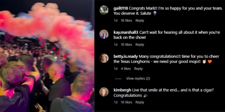 Mark Consuelos makes Kelly Ripa nervous by diving into the big crowd. - Instagram