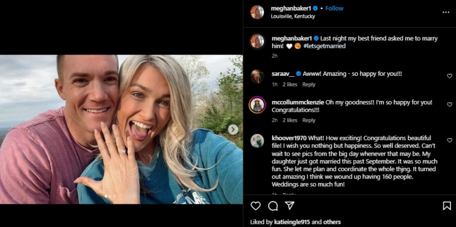 Farmer Wants A Wife Meghan Baker's engagement announcement. - Instagram