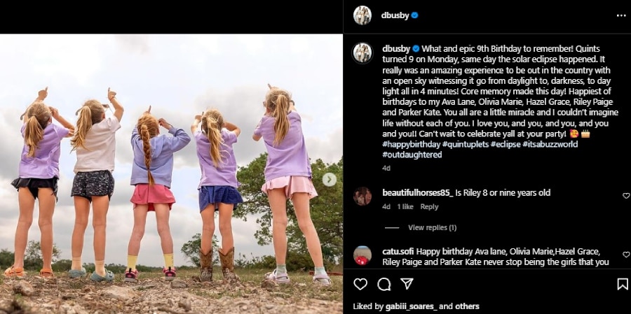 OutDaughtered Quints get an eclipse for their ninth birthday. - Instagram