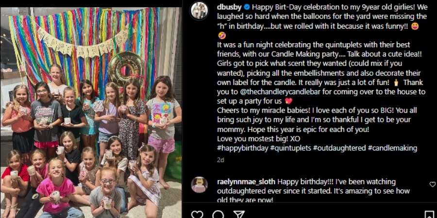OutDaughtered quints' ninth birthday bash. - Instagram