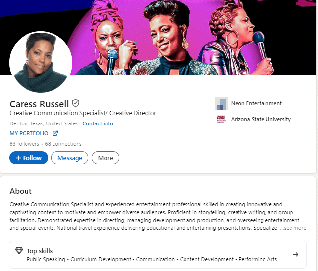The Circle competitor, Caress Russell is a motivational speaker when she isn't catfishing as Paul. - LinkedIn