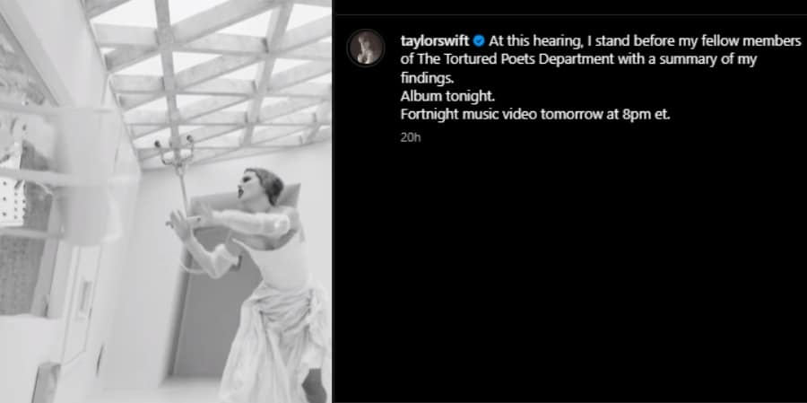 Taylor Swift's new album The Tortured Poets Department. - Instagram
