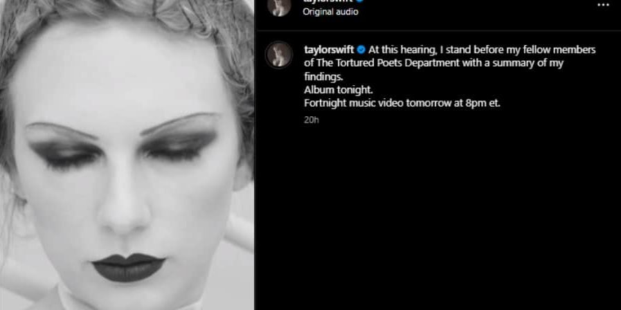 Taylor Swift's new album The Tortured Poets Department. - Instagram