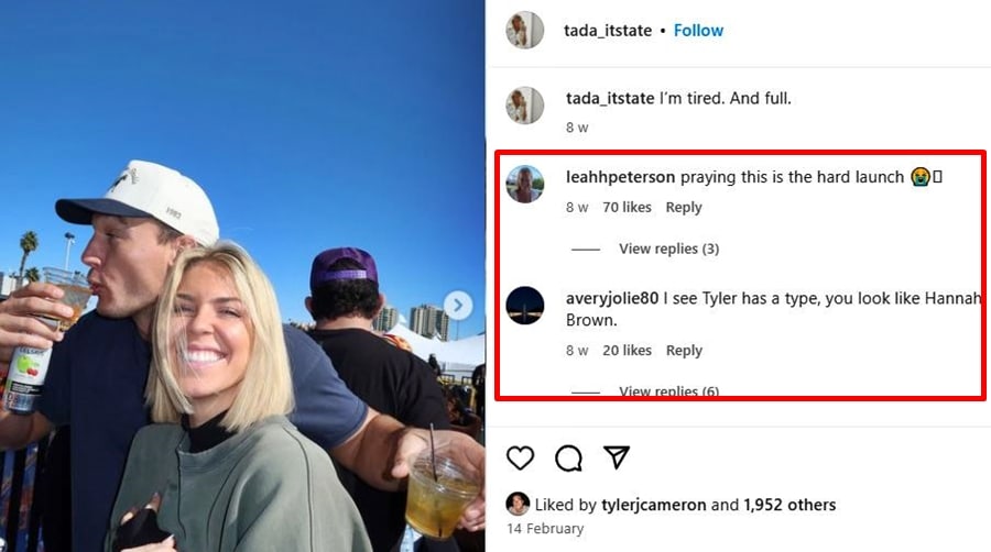 Tyler Cameron - Tate Madden - Instagram