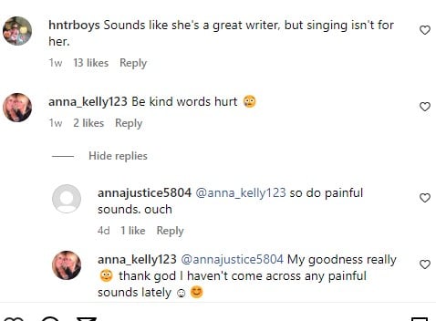Fans criticize Moriah Plath's sound. - Instagram