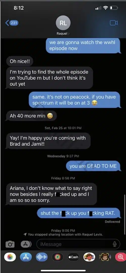 Ariana Texts To Rachel