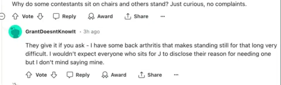 Grant DeYoung responds about sitting. - Reddit