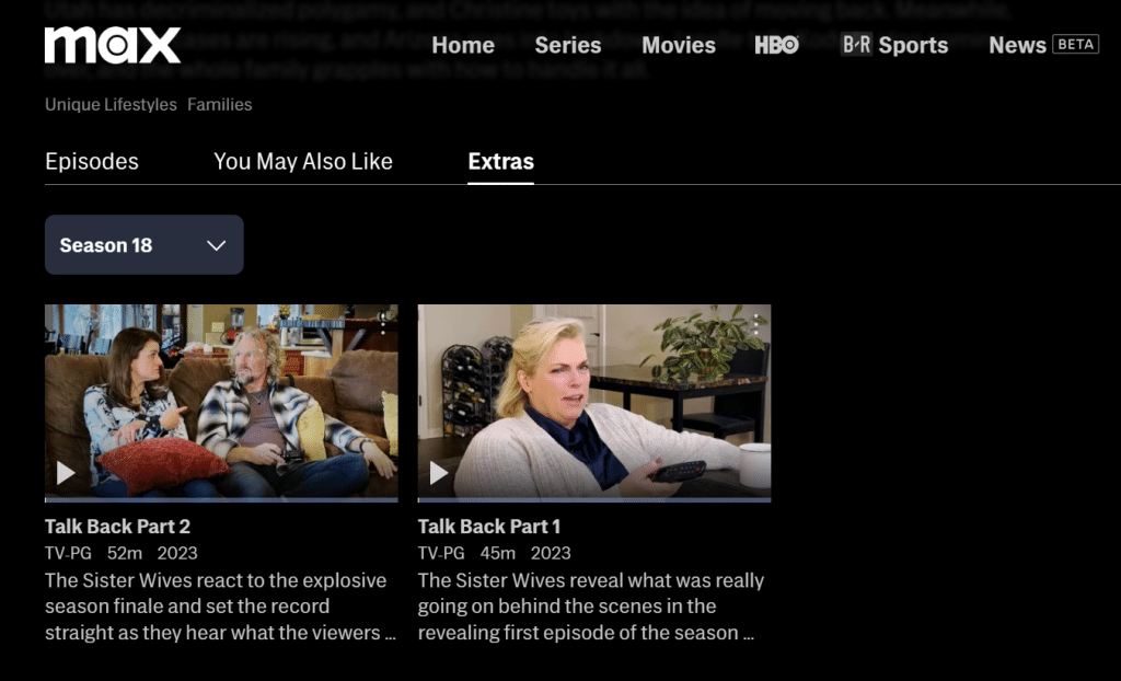 Fans can now watch Sister Wives Talk Back episodes on Max. - Max Subscription Platform