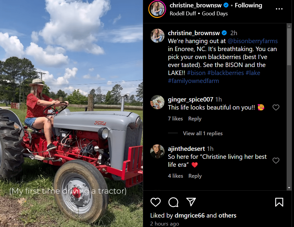 Christine Brown gets her first tractor ride! - Sister Wives - Instagram