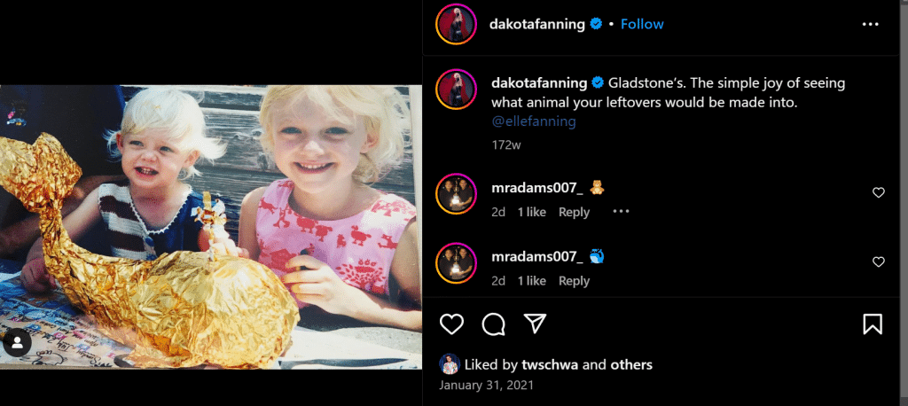 Sisters, Dakota and Elle Fanning, as kids resemble Ava and Olivia. - Instagram