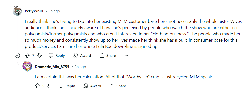 Fans wonder if Meri Brown's plan was to target her existing LuLaRoe customers. - Reddit.