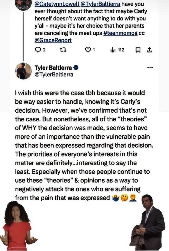 Tyler Baltierra Comments On Carly - Via Reddit