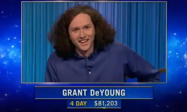Grant DeYoung gains over $81,000 in winnings before ending his streak. - Jeopardy!