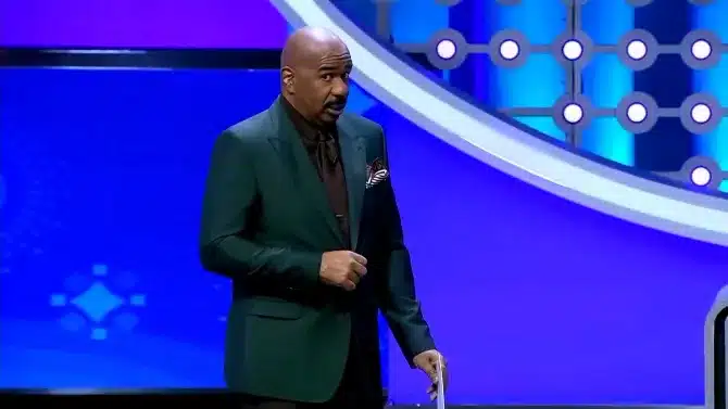 Steve Harvey gets thrown for a loop often on Family Feud. - BBC