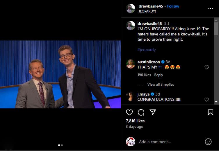 Ken Jennings & Drew Basile - Jeopardy! - Instagram