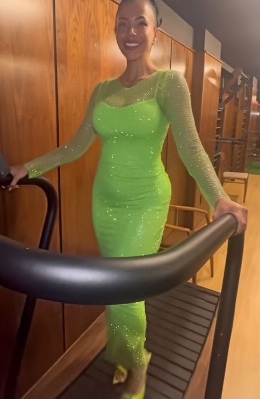 Jasmine Pineda In Tight Green Dress - Instagram (1)