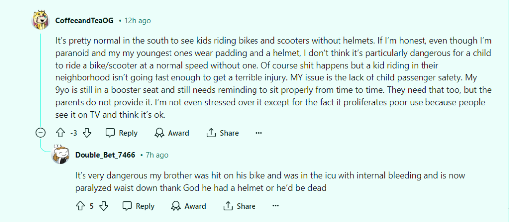 Fans think it is irresponsible of the parents to allow the girls to ride without helmets. - Reddit
