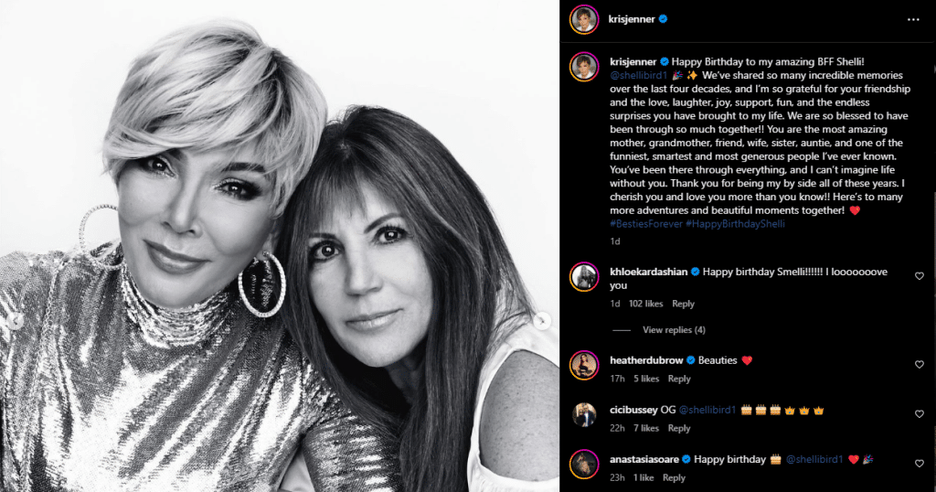 Kris Jenner gives a special tribute to long-time friend, Shelli Azoff. - Instagram