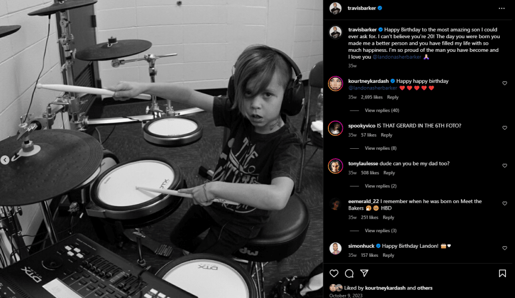 Landon Barker shows how drumming is a way of life in the Barker household. - Instagram