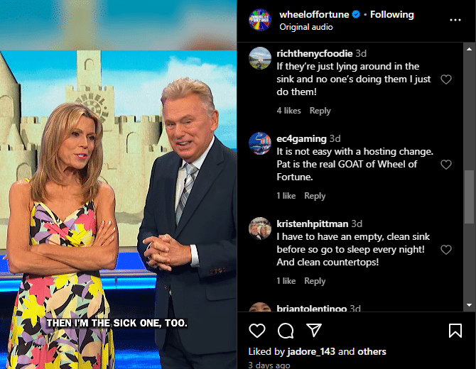 Vanna White disagrees with Pat. - WOF - Instagram