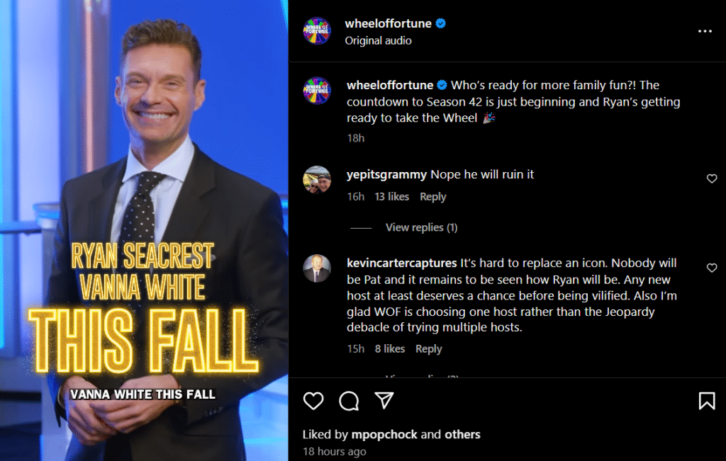 Ryan Seacrest is already seeing some fans reject him before the new season. - Instagram
