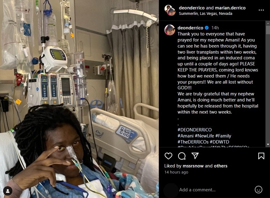 He gives an update on Amani after emergency surgery.  - DDWTD - Instagram
