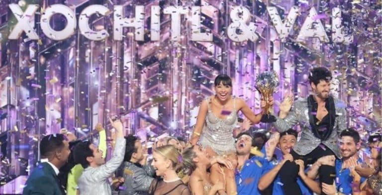 Xochitl Gomez and Val Chmerkovskiy winning DWTS Season 32, sourced from the Dancing With The Stars Instagram page