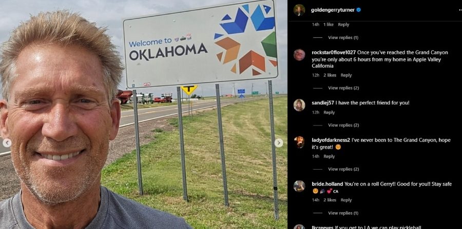 He stops at several state signs. - Instagram