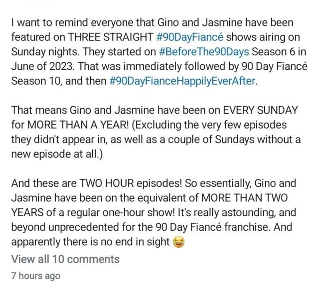Jasmine Pineda & Gino Palazzolo From 90 Day Fiance, TLC, Sourced From @starcasm_ig Instagram