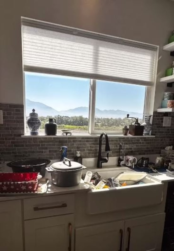 Kitchen after guests - Christine Brown - Instagram