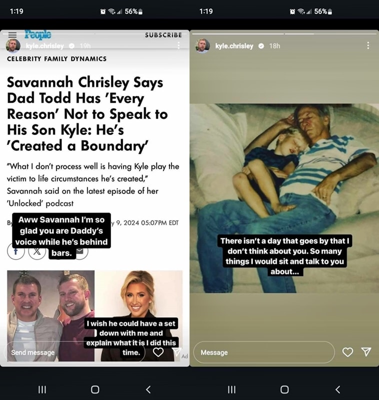 Kyle Chrisley Hits Back At Savannah - Instagram Stories