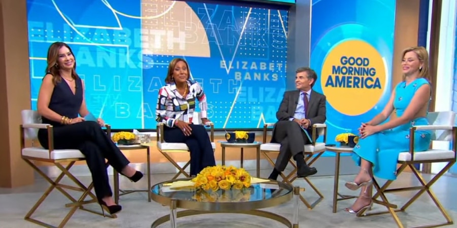 Robin Roberts, Rebecca Jarvis, George Stephanopoulos, and Elizabeth Banks - GMA