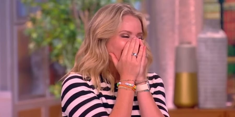 Sara Haines covers her face after Michael Douglas gives 'secret.' - The View