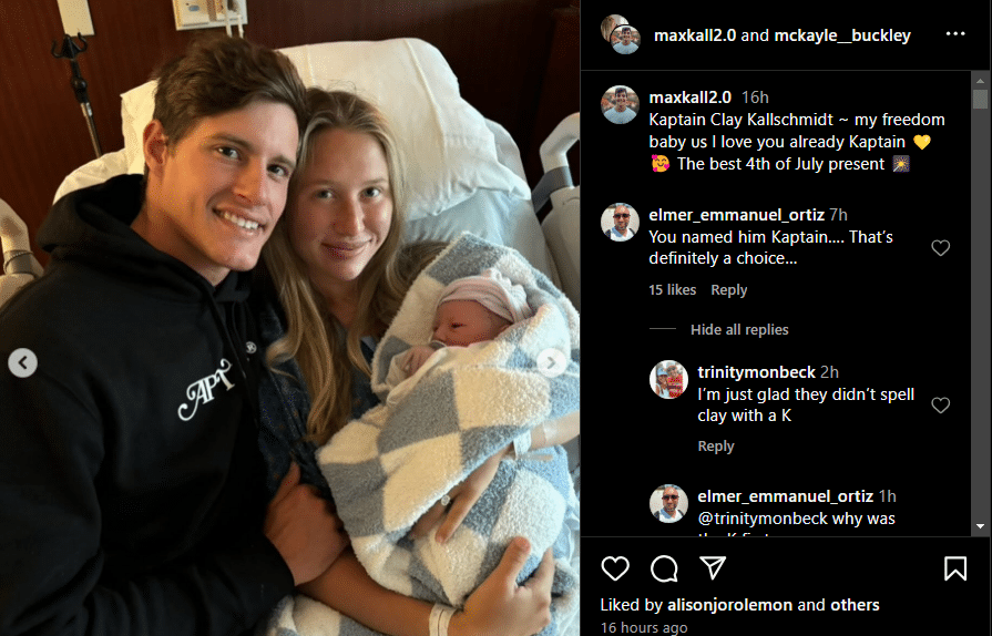 Max Kallschmidt announces his new baby. - Instagram