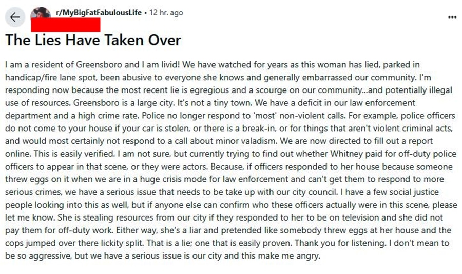 TLC Fan complains about police resources - Reddit