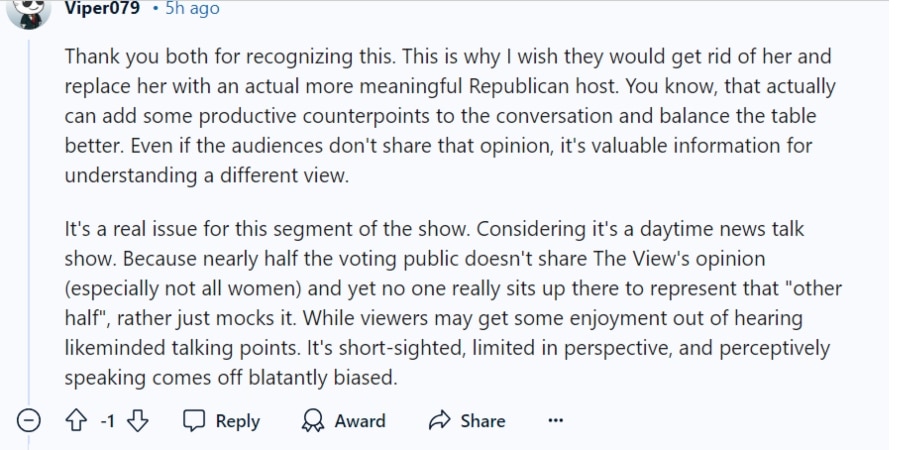 The View fans discuss Ana Navarro's political stance. - Reddit