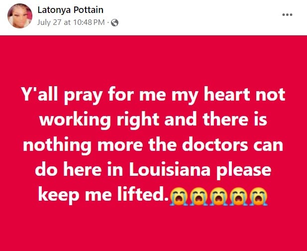 Screenshot from Latonya Pottain's Facebook page