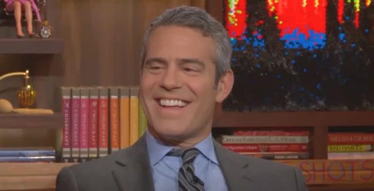 Andy Cohen being interviewed by Anderson Cooper on WWHL