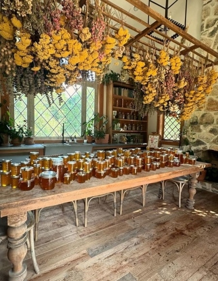 Joanna Gaines shows off fresh honey on the farm. - Instagram