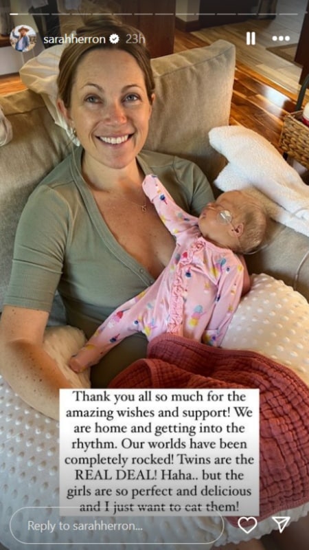 Sarah Herron shares about bringing home her precious babies. - Instagram